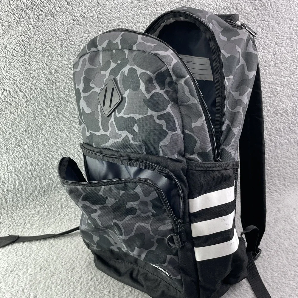 Adidas Backpack Camo Pockets Large Gray Academia Hiking Camping Travel Streetwea